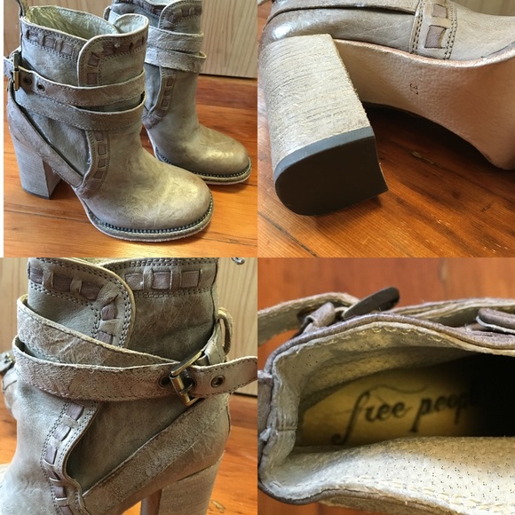 ❌SOLD Free People Heirloom Taupe Bootie boot heel - Picture 4 of 4