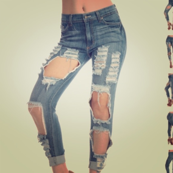 Stressed and Destressed Denim Boyfriend Jeans🤗🤗
