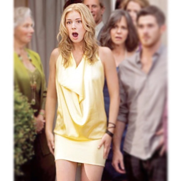 BCBGMAXAZRIA Yellow Silk Mini Dress