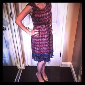 Halogen Nordstrom pleated chiffon dress w/ belt 2P