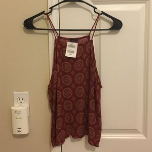 red high neck tank top