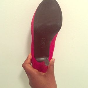 Suede red high heels