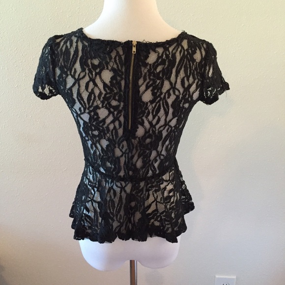 Black Lace Peplum Top - Picture 4 of 4