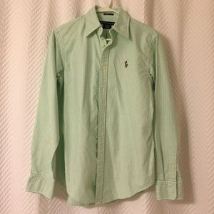 Polo Green & White Striped Oxford Shirt