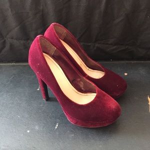 H&M velour red heels