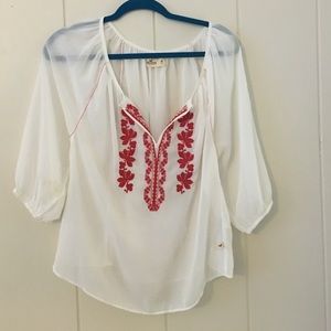 *sold elsewhere* Sheer embroidered pullover