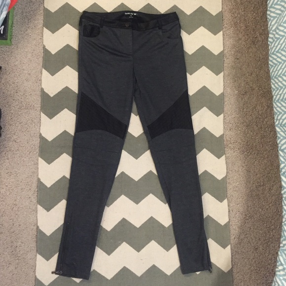 Double Zero charcoal jegging w leather accent SZ M