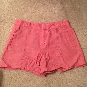 Red linen shorts