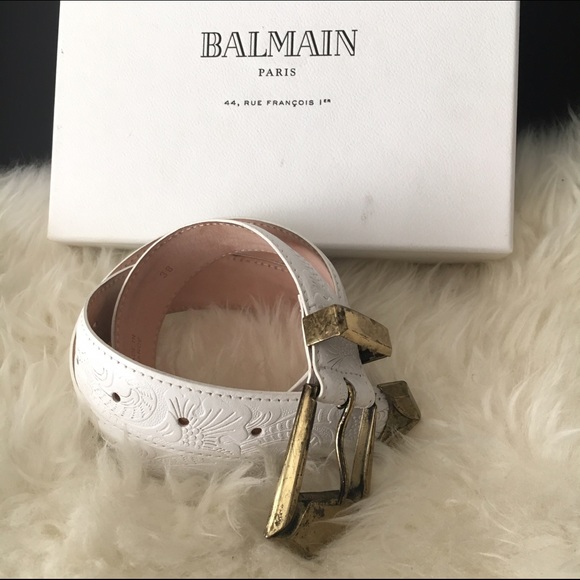 Balmain Vintage Western Style Belt in White