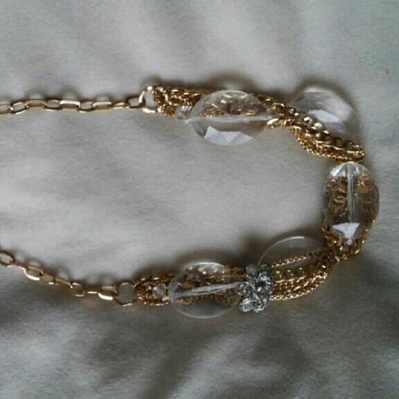Clear Gold And Silver Statement Necklace