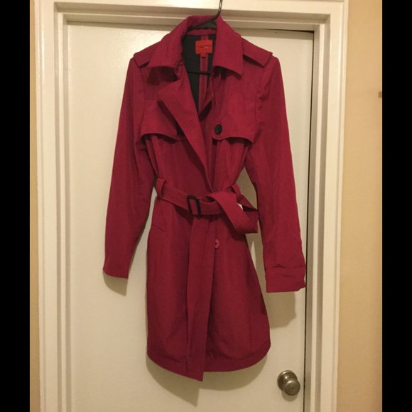 Fuchsia pink trench coat