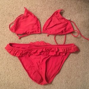 Coral Ruffled  Bikini