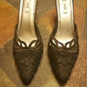 Beaded Pointy Toe Heels