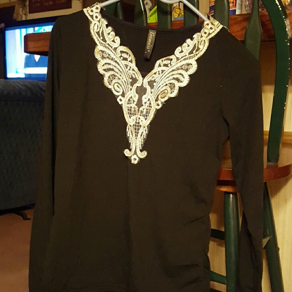Nwot black silk v-neck blouse
