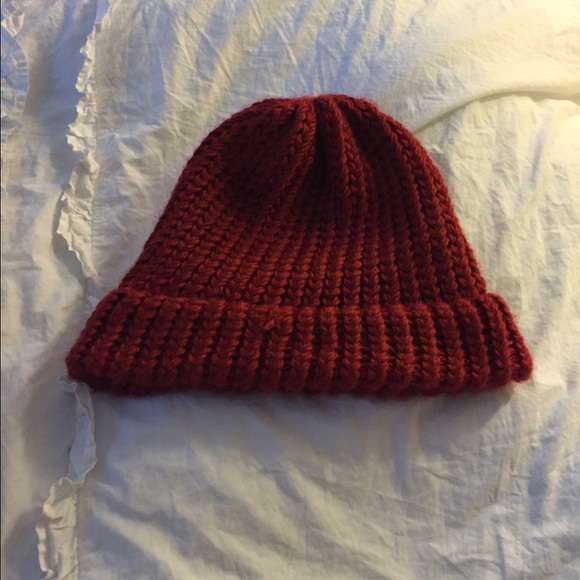 Red knit beanie!