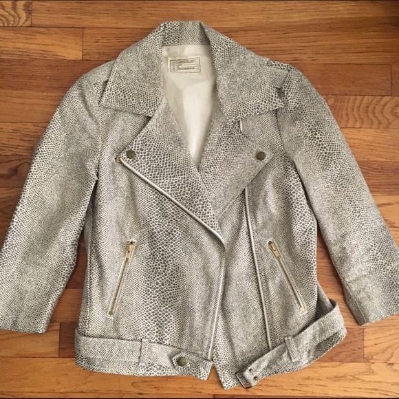 Current Elliot Printed Moto Jkt w Gold Hardware