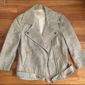 Current Elliot Printed Moto Jkt w Gold Hardware