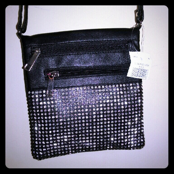 Small crossbody bag with rhinestones.
