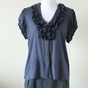 Anthropologie Odille dark blue blouse