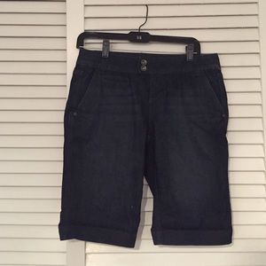 Dark wash denim shorts