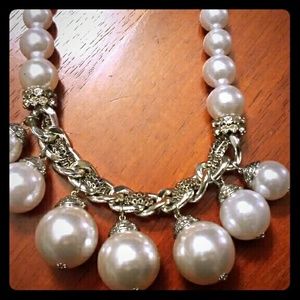 Big faux pearl necklace and earring set