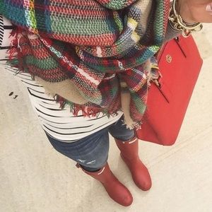 🆕 FAMOUS tartan plaid blanket scarf red green