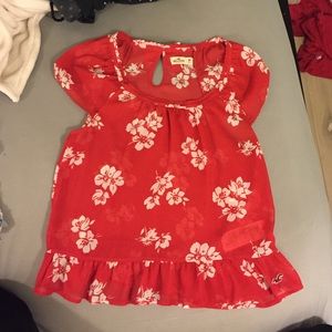 Red floral print Hollister shirt