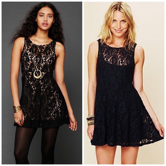 Free People black lace slip dress size small S - Picture 4 of 11