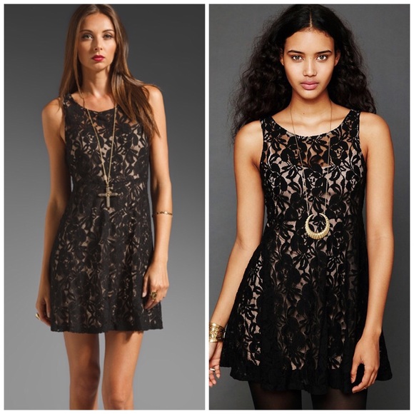 Free People black lace slip dress size small S - Picture 5 of 11