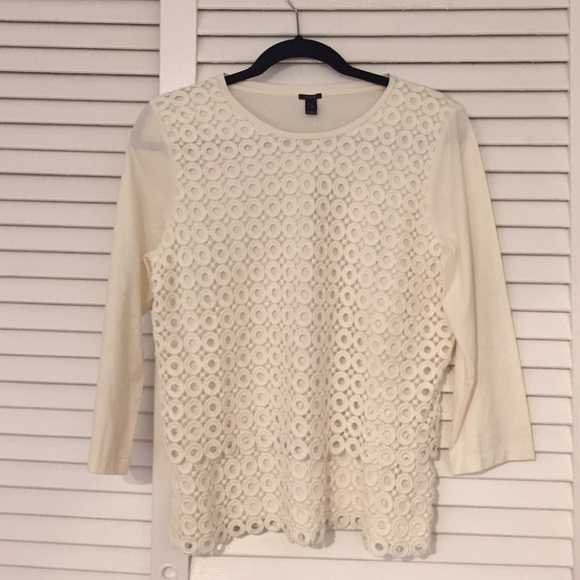 J Crew never worn, uniquely detailed off white top
