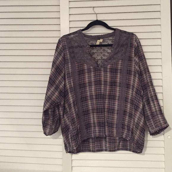 Free People lace and plaid top