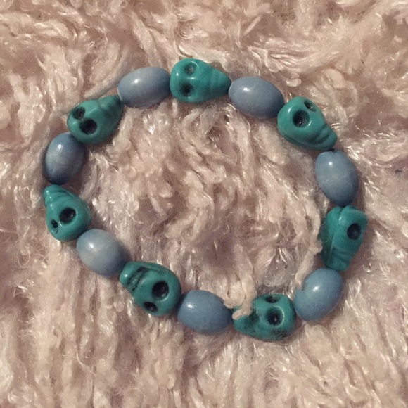 Handmade Topaz skull bracelet