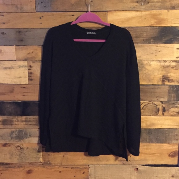 Cotton-On Black Waffle Knit Long Sleeve Singlet