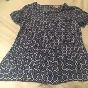 Banana Republic blue and yellow blouse