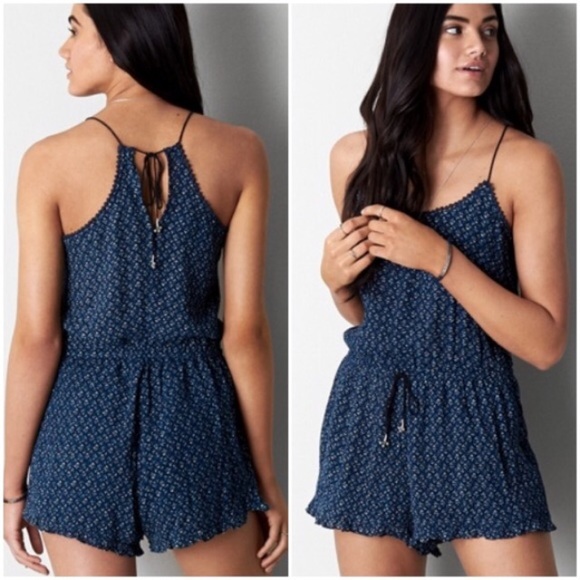American Eagle Outfitters Pants - FLASH SALE AE Blue Patterned Romper