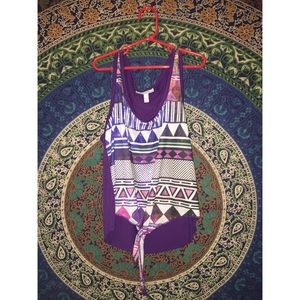 Purple Galaxy Tribal Tanktop w/ Front Tie