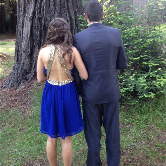 Prom dress Royal blue with gold - Picture 2 of 2