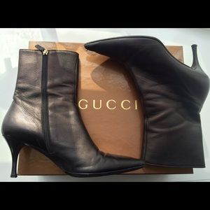 Black Gucci Pointy Toe Stiletto Boots 8.5