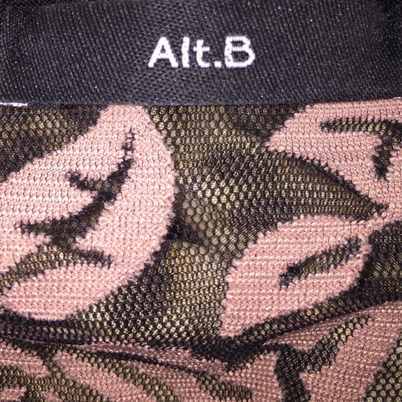 Alt. B 'BodyCon' Dress (Pink Velvet Rose w/ Black) - Picture 3 of 4