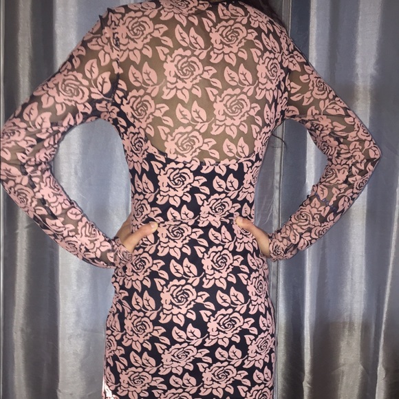 Alt. B 'BodyCon' Dress (Pink Velvet Rose w/ Black) - Picture 4 of 4