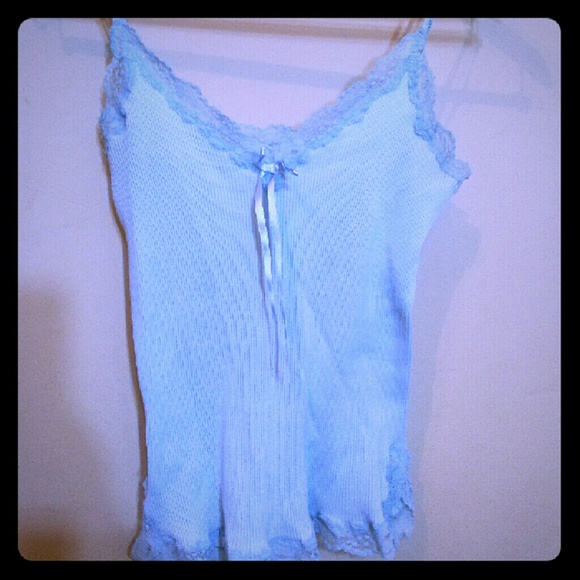 Banana Republic baby blue camisole with lace trim