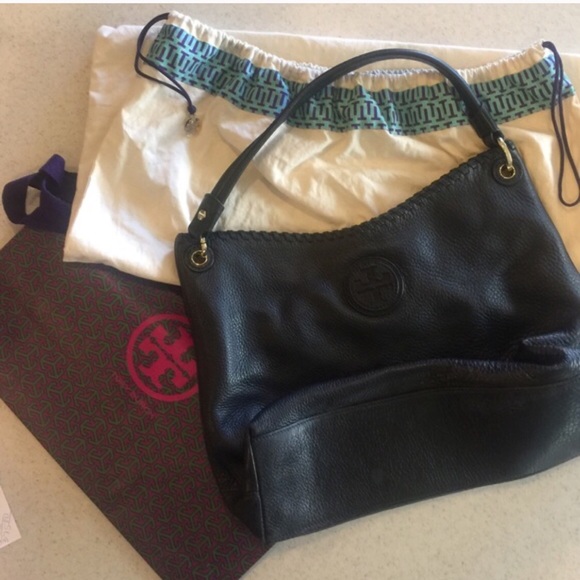 Authentic Tory Burch Black Marion Hobo