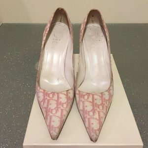 Christian Dior Pink and White Monogram Pumps