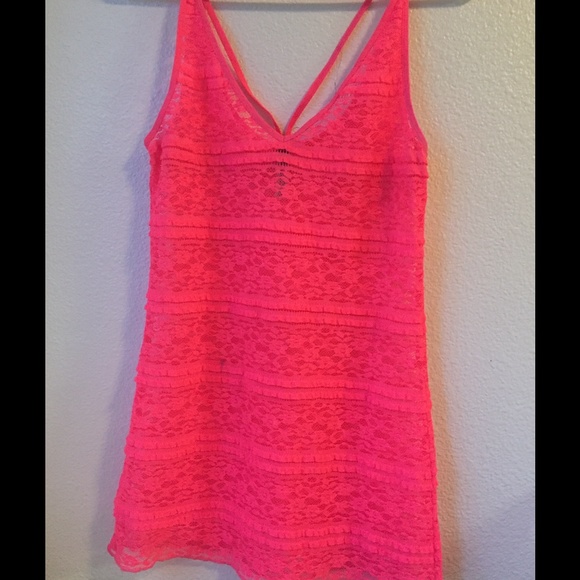Express Tops - Hot pink lace top