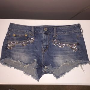 embellished denim short shorts!!