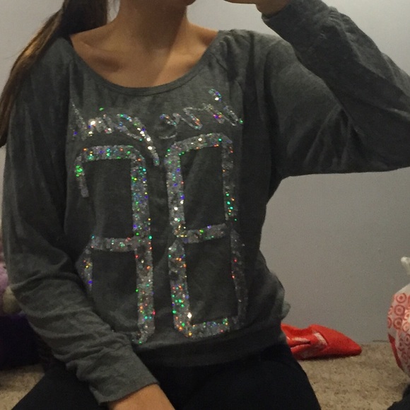 Love pink gray sequin shirt