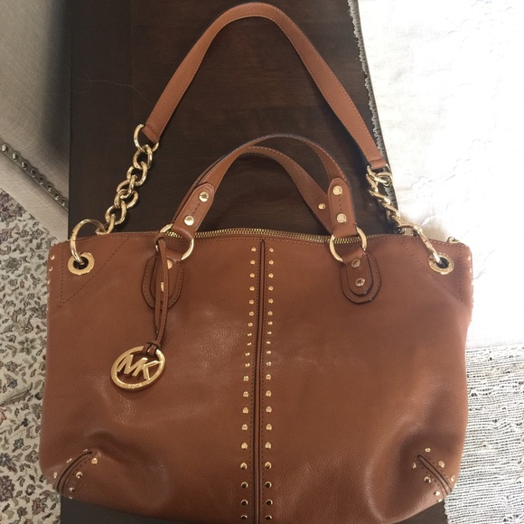 Michael Kors Brown Leather Astor Chain Handbag