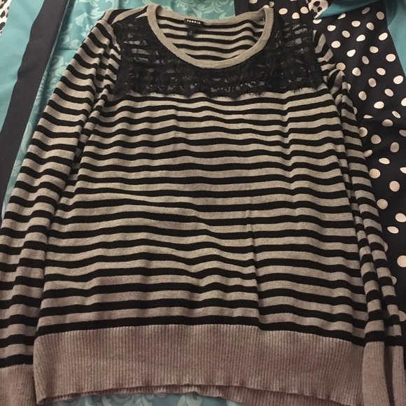Torrid gray and black stripped sweater size 2