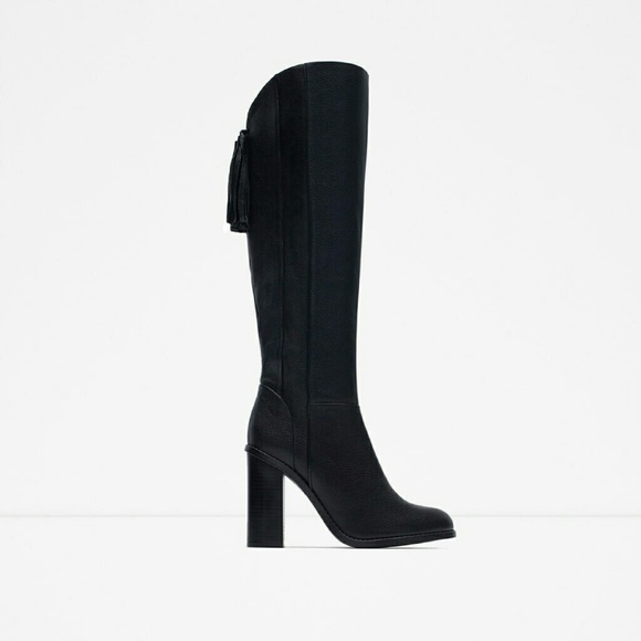 Zara high heel leather boots (6012) - Picture 2 of 4