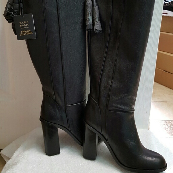Zara high heel leather boots (6012) - Picture 3 of 4